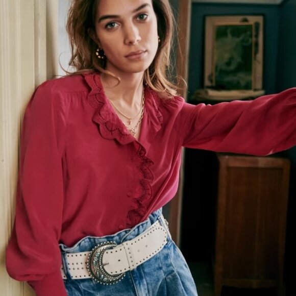 Sezane Chlo Bougainvillea (hot pink) NWT 38 (6) - Picture 1 of 4